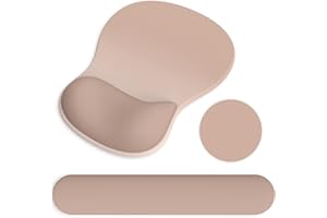 G JGOO Ergonomic Mouse Pad with Wrist Rest and Keyboard Wrist Rest, Gel Mousepad and Wrist Rest for Computer Keyboard, Pain Relief, Non-Slip PU Base, Mouse Pad with Wrist Support for Gaming, Office, Brown