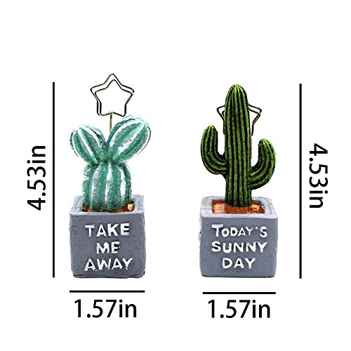 Eilova 2Pcs Cute Creative Cactus Business Name Card Stand Holder Photo Memo Note Clip Place Table Decoration for Wedding Party Favor