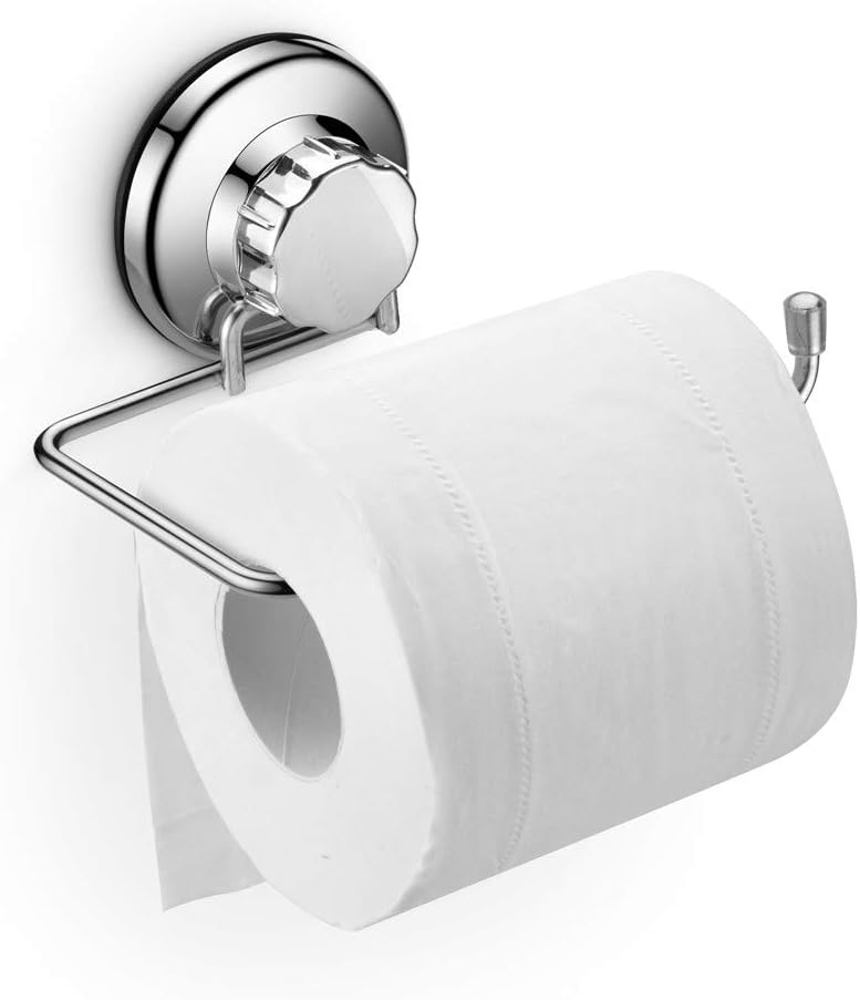 SANNO Toilet Paper Roll Holder, Powerful Adhesive Pads Suction Cup Wall