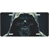 Skull Horro Dark License Plate Cover Front License Plate Frames Aluminum Car Accessory for US Vehicles with 4 Holes Auto Novelty Vanity Tag Metal Signs Hanging Decor Gift 6 X 12 Inch