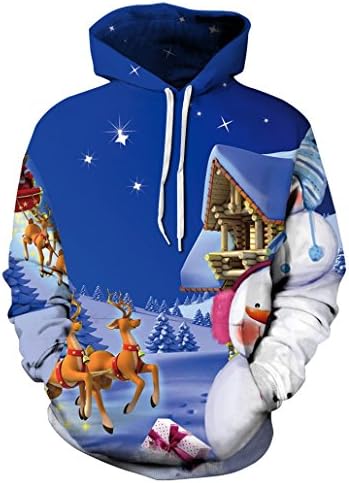 KSJK Unisex Funny Print Ugly Christmas Halloween Sweatshirts Jumper Hoodie NO65 L