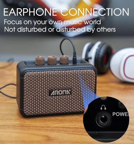 M-VAVE Amplificador Mini para Guitarra Elétrica : 5W Portátil com Bluetooth 5.3, 2 Canais (Clean/Overdrive), Bateria Recarregável 7h - Som Profissional para Prática em Casa, Viagens e Sessões Jam