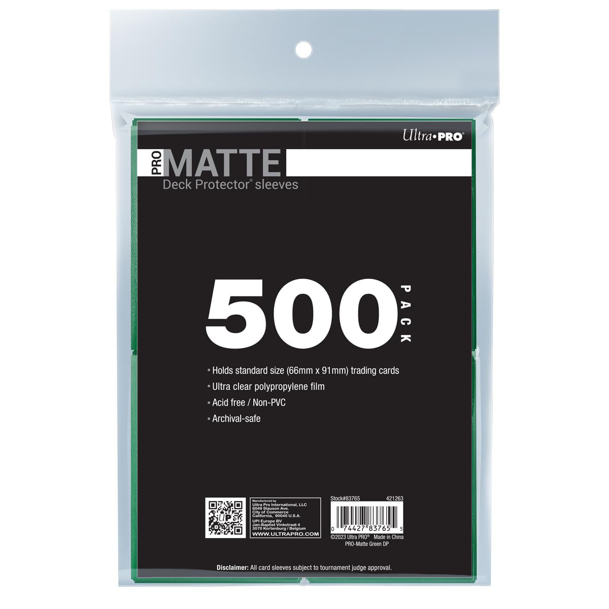 Ultra PRO - 500ct Green PRO-Matte Standard Card Sleeve Deck Protector, Protect & Store Collectible Cards, Sports Cards, MTG, D&D Cards, Sized to Fit Standard Size Cards, High Clarity Matte Finish