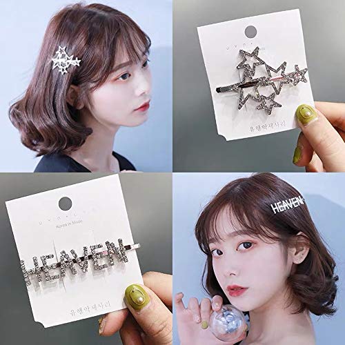 image for YMHPRIDE 18 Pcs Rhinestone Letter Hair Clips Sparkly Star Hair Pins Cr