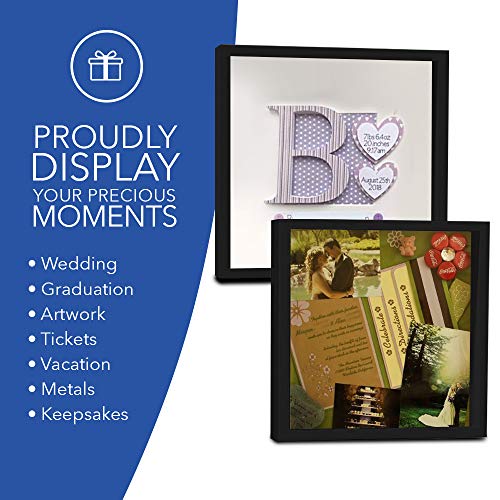 image for Kendalkare 8x8 Inch Black Shadow Box Picture Frames - Deep Photo Frame