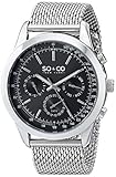 SO&CO New York Men's 5006A.1 Monticello Stainless Steel Tachymeter Day and Date Watch With Mesh Band