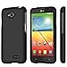 Black Protective Hard Cover Snap-On Shield Case + ATOM LED Keychain Flashlight for LG Realm LS620 (Boost Mobile)