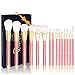 Qivange Makeup Brush Set, 15pcs Cosmetic Liquid Foundation Powder Blush Eyeshadow Makeup Brushes with Gift Box, Professional Makeup Brushes(Pink with Gold)