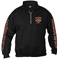 Harley-Davidson Men's Eagle Piston 1/4 Zip Cadet Pullover Sweatshirt - Black
