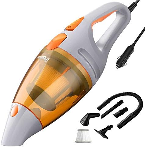 Pagurio 120W Car Vacuum Cleaner with Cyclonic Action &amp; Double Filter System - 5 Different Nozzles + Extra HEPA filter Included
