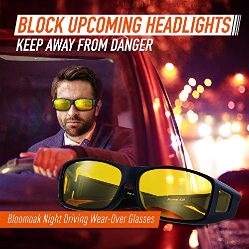 Nachtfahrbrille Fit über Brille für Männer, HD polarisierte Anti Blendung Nachtsichtbrille Wrap Around TR90 Rahmen für… – Bild 5