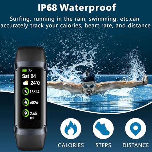 Fitness Tracker with 24/7 Heart Rate Blood Oxygen Sleep Monitor,Activity Tracker with 1.1" AMOLED Touch Color Screen, Multiple Sport Modes Step Counter,IP68 Waterproof for Women Men (Black)