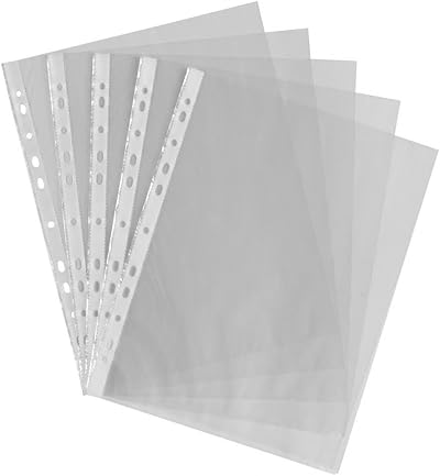 Smco A4 Clear Plastic Punch Punched Pockets Folders Filing Wallets 100 Pack