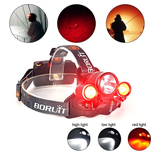 Boruit Headlamp with Red Light Steady Red Headlamp Flashlight for
