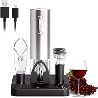 Cokunst Electric Wine Opener Set with Stand, USB Charging Corkscrew Remover, One-click Button Rechargeable Cordless…