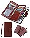 iPhone 5S/SE Wallet Case, HYSJY Magnetic Detachable PU Leather Wallet Purse for Women Men with Strap, Credit Card Slots, Card Holer,Flip Slim Cover Case Fit iPhone 5/5S/SE (Card-Brown)