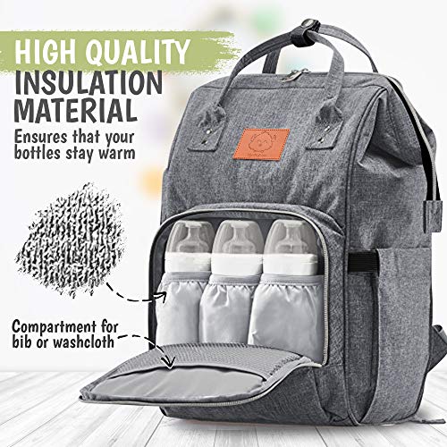 Diaper Bag Backpack - Large Waterproof Travel Baby Bags (Classic Gray) Diaper Bag Backpack - Large Waterproof Travel Baby Bags (Classic Gray)