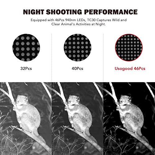 usogood 20MP Wildkamera mit Infrarot Nachtsicht 1080P Wildtierkamera mit Bewegungsmelder, 120° Weitwinkel Vision, IP66… – Bild 4