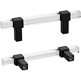 Peaha 10 Pack Acrylic Cabinet Pulls 3in Hole Centers Acrylic Drawer Pulls Cabinet Handles Black Drawer Pulls with Square Acrylic Tube Cabinet Pulls