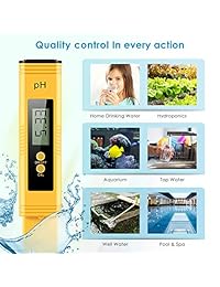 VANTAKOOL Medidor de pH digital, 0.01 Resolución Tamaño de bolsillo Probador de calidad del agua con ATC 0-14 Rango de medición de pH para agua potable, acuarios, piscinas, hidroponía