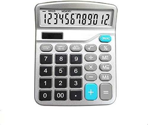 Sweet Decoration Calculator,Desktop Calculator with 12 Digits Large Display Electronic Calculator Solar and AA Battery Dual Power (Silver)