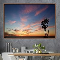 Framed Canvas Wall Art Palm Tree Colorful Cool Group Multicolor Photography Places Realism - 16x24 inches
