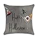 FOOZOUP Halloween Pumpkin Pillow Covers Bat Little Witch Element Decorative Outdoor Linen Throw Cushion Cases 18 x 18 inch for Home Couch Sofa Set of 4