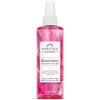 HERITAGE STORE Rosewater Spray | Hydrating Mist for Skin & Hair | No Dyes or Alcohol | Vegan | 8 oz | 60 Day Money Back Guara