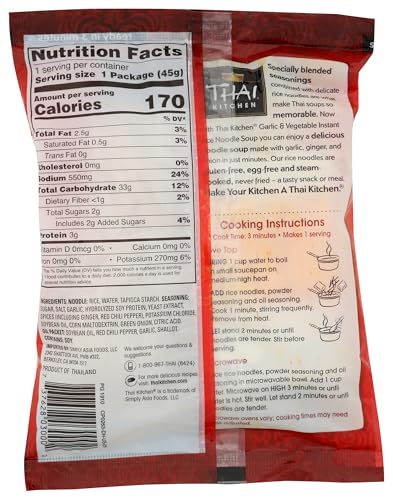 THAI KITCHEN GLUTEN FREE GARLIC & VEGETABLE INSTANT RICE NOODLE SOUP, 1.6 OZ