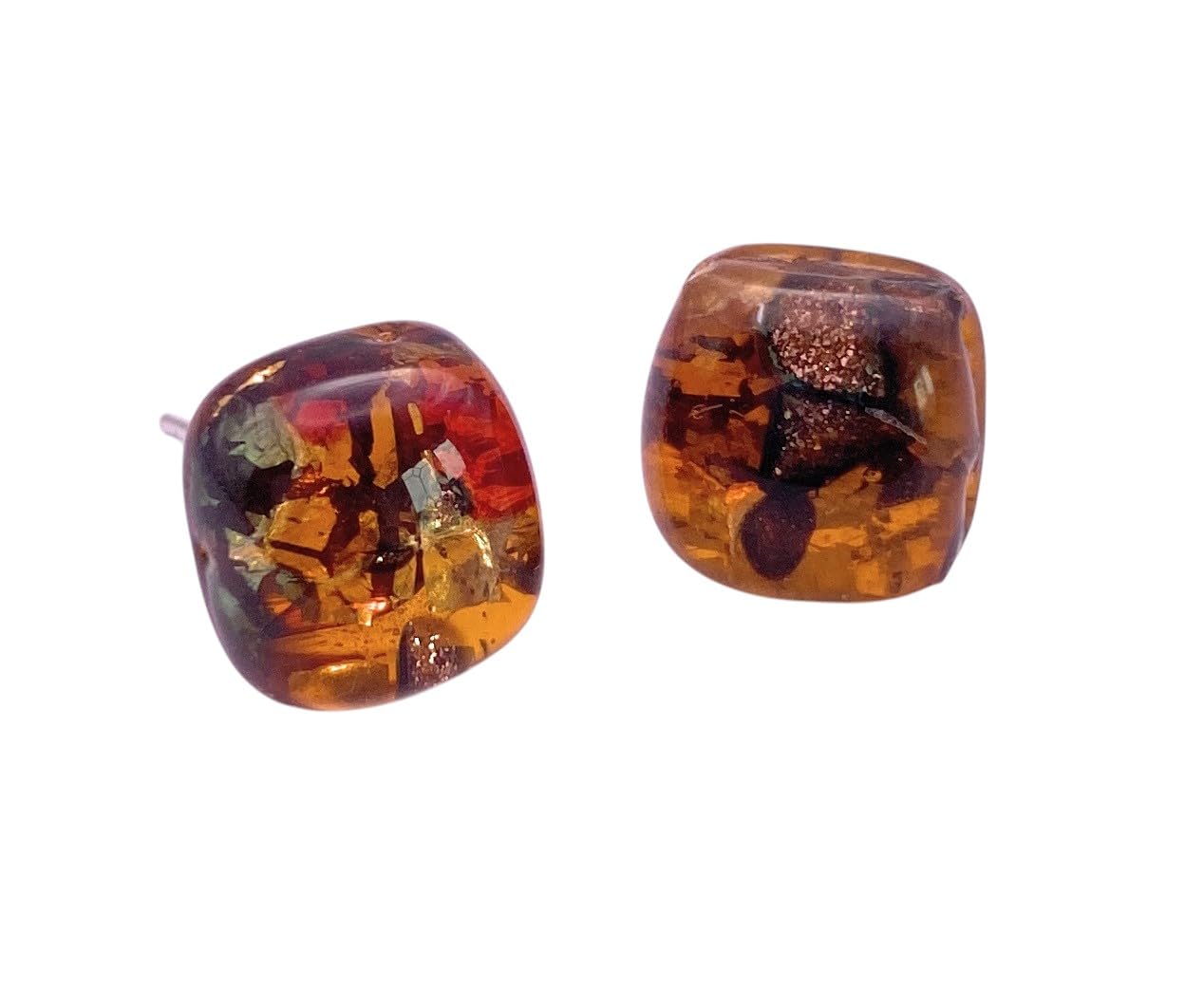 Handmade Murano Glass Earrings, Murano Glass Jewellery from Venice Italy, Silver Plated Millefiori Glass Stud Earrings, Dainty 1cm/10mm