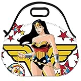 VIPbuy Waterproof Women Mens Kids Neoprene Thermal Insulated Lunch Bag Box Tote for School Work Outdoor , Comic Heroine Wonder Woman Pattern