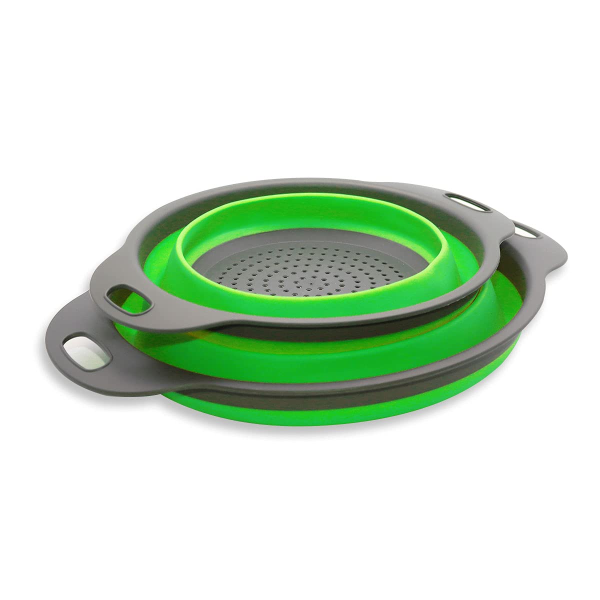 2 Collapsible Silicone Strainer, Collapsible Collapsible Collapsible Strainer, Collapsible Bowl - Green