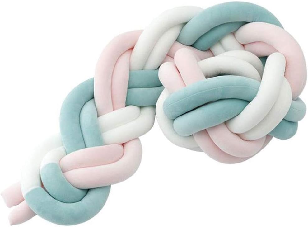 AMYAL Bed Rail for Toddlers,Kids Bed Rail, Baby Crib Bed Bumper Cushion Plush Knot Cot Bed Braided Baby Pillow Baby's Room Decoration Cushions for Newborn (Color : B, Size : 3M)