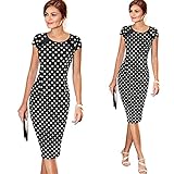 DaySeventh Women Bandage Bodycon Short Sleeve Office Pencil Mini Business Dress (S, Black)
