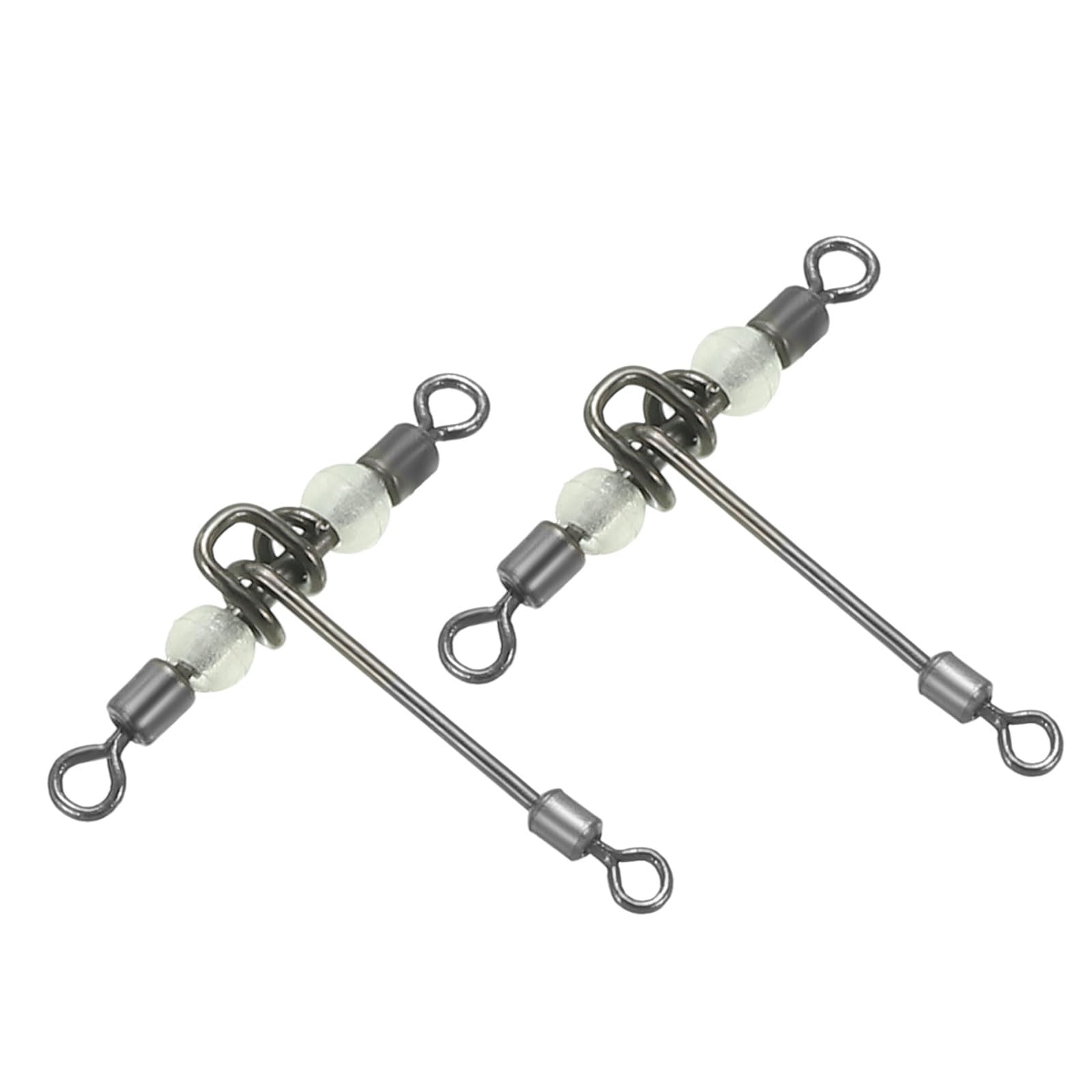PATIKIL 3 Way Swivel 17lbs, 25 Pack Cross Line T Turn Rolling Terminal Tackle with Luminous Beads for Catfish Surf Rig, Black