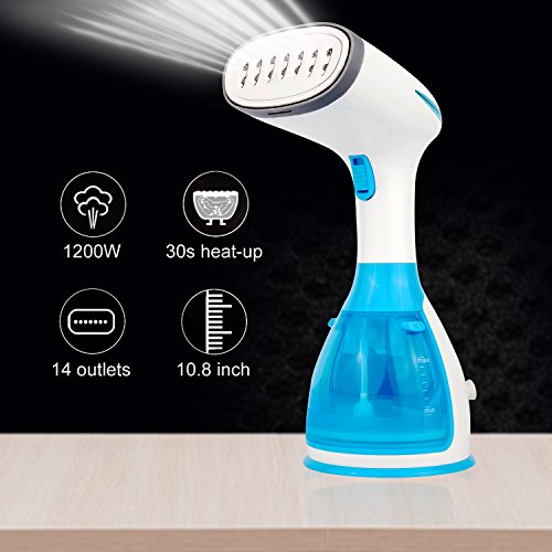 MOCREO Travel Garment Steamer, Portable Fabric Steam Iron,Continuous Steam,Stainless Panel, Detached Water Tank