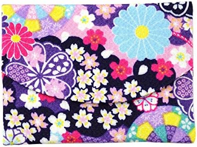 Wagokoro Maeda-Senko Japanese Chirimen Fine Creped Floral Tissue Case with Pocket Tissue 01 Cherry Blossom x PU