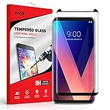 Zizo Lightning Shield compatible with LG V30 Full Edge to Edge Tempered Glass Screen Protector Anti Scratch 9H Hardness BLACK