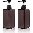 Pump Bottle, Refillable Plastic Empty Lotion Soap Dispenser Liquid Container for Bathroom Shampoo and Body Wash, 22oz/650ml Amber 2 Pack