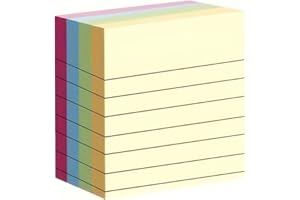 Square Sticky Note Set with Lines, 4 Colors, 100 self-Adhesive notebooks, Portable, Easy to Post, Suitable for Office, Home a