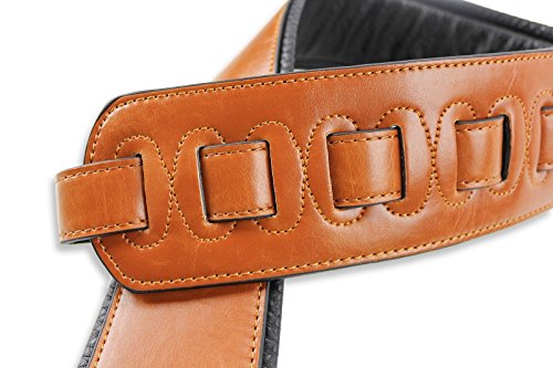 Walker & Williams G-01 Chestnut Brown Padded Guitar Strap 3" Wide