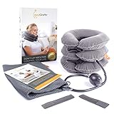 Cervical Neck Traction Device & Neck Stretcher - FDA Approved Inflatable & Adjustable Brace Collar & Neck Support Pillow - Ideal for Chronic Neck Pain Relief & Spine Alignment - Bonus Bag & Videos