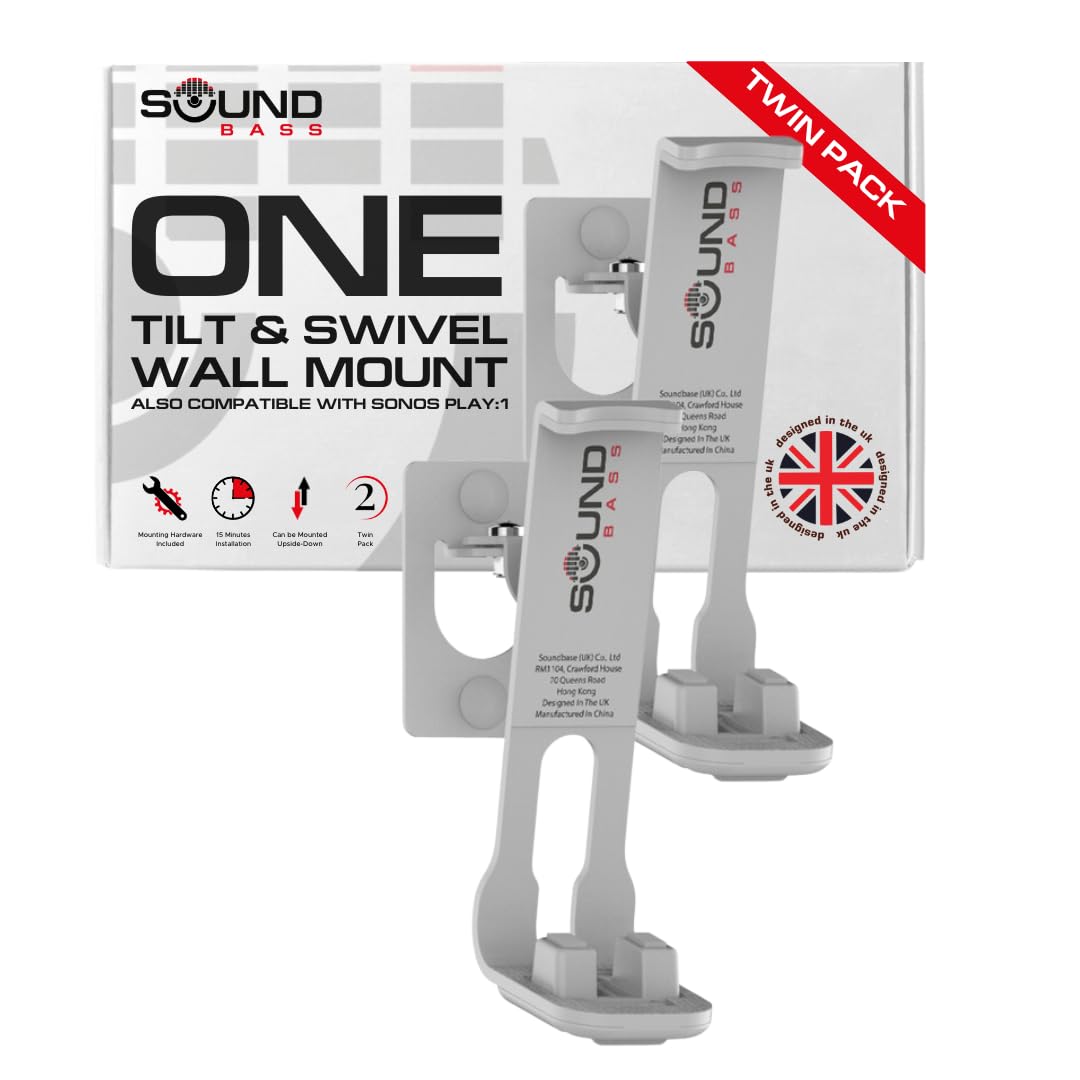 Support Mural Sonos One / One Gen 2 / One SL / Play:1 - Noir - Pivotant Et Inclinable, Design UK