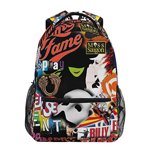Cropped Broadway Collage Backpack for Kids Boys Girls Laptop Backpack