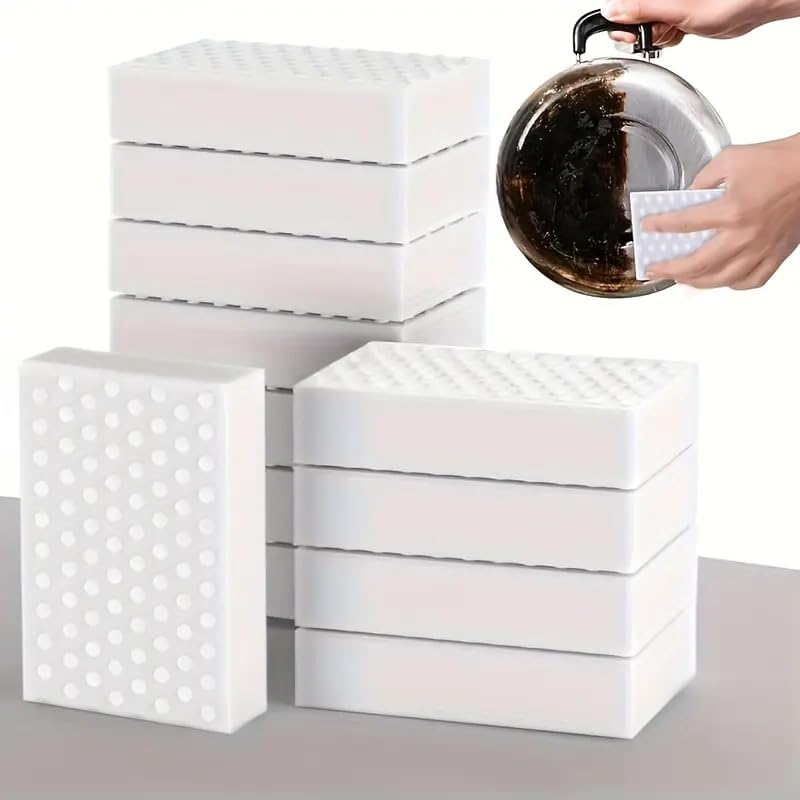 Photo 1 of 9-Pack Magic Sponges Eraser, High-Density Melamine Cleaning Sponges for Kitchen, Bathroom, Walls, Sinks & More – Long-Lasting, Non-Toxic, Reusable (White, 3.93x2.36x0.79in)