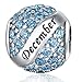 JIAYIQI December Birthstone Charms for Pandora Charms Bracelet 925 Sterling Silver Openwork Bead for Bracelet and Necklace, Christmas Birthday Mother's Day Jewelry