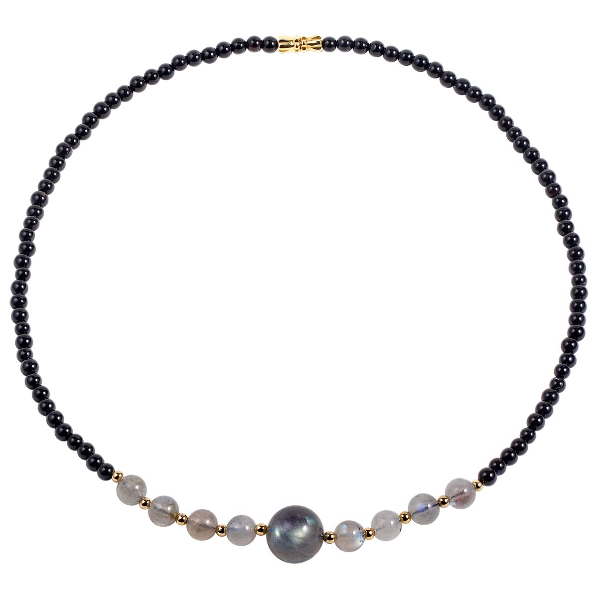 Jewboo Moonstone/Black Agate Choker Necklace for Women Healing Crystals and Gemstone Necklaces Balance Meditation Jewellery Gifts