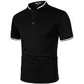 HOOD CREW Mans Fashion Short Sleeve Polo Shirts Summer Casual Band Collar Tops Shirt