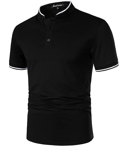 Amazon.com: Mens Collarless Golf Polos Shirts Short Sleeve Solid