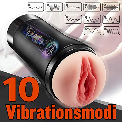 Masturbator Cup Realistische Muschi Automatische Masturbatoren Sexspielzeug für Männer mit 10 Vibrationsmodi Real Vagina 3D Strucktur Elektrische Masturbieren Mann Erotik Fondlove